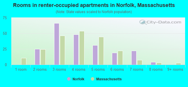 Rooms in renter-occupied apartments in Norfolk, Massachusetts