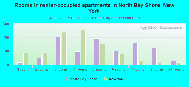 Rooms in renter-occupied apartments in North Bay Shore, New York