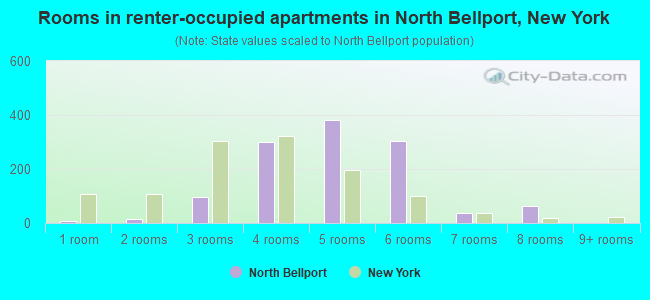 Rooms in renter-occupied apartments in North Bellport, New York
