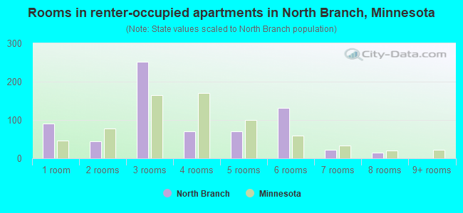 Rooms in renter-occupied apartments in North Branch, Minnesota