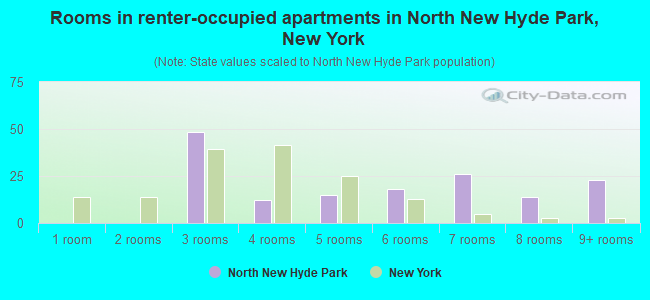 Rooms in renter-occupied apartments in North New Hyde Park, New York