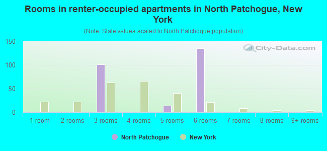 Rooms in renter-occupied apartments in North Patchogue, New York