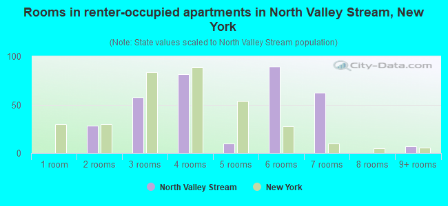 Rooms in renter-occupied apartments in North Valley Stream, New York
