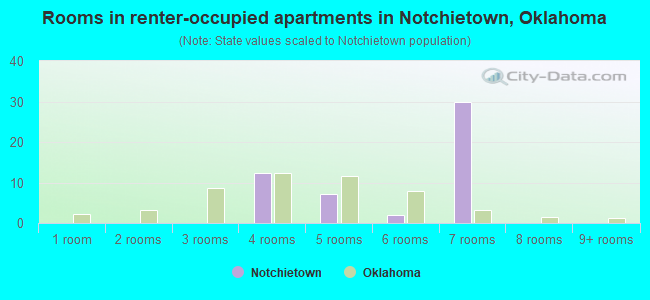 Rooms in renter-occupied apartments in Notchietown, Oklahoma