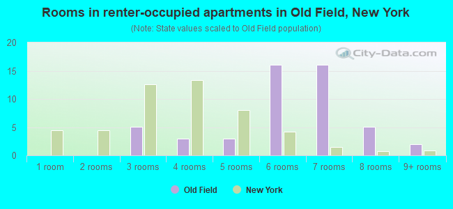 Rooms in renter-occupied apartments in Old Field, New York