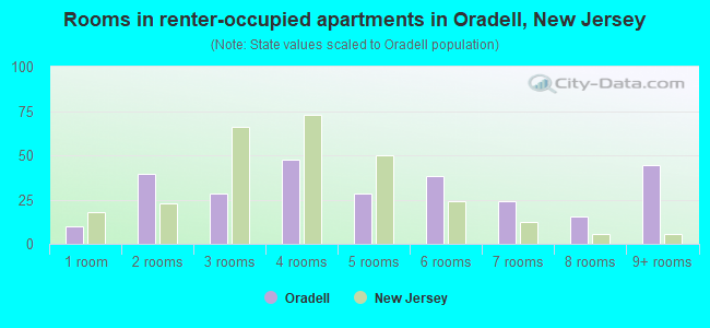 Rooms in renter-occupied apartments in Oradell, New Jersey