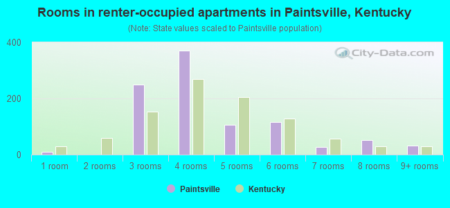 Rooms in renter-occupied apartments in Paintsville, Kentucky