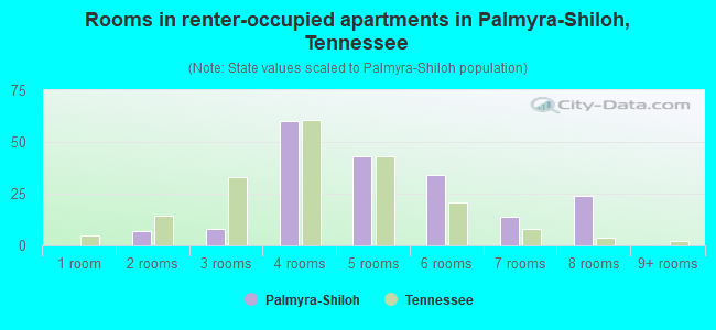 Rooms in renter-occupied apartments in Palmyra-Shiloh, Tennessee