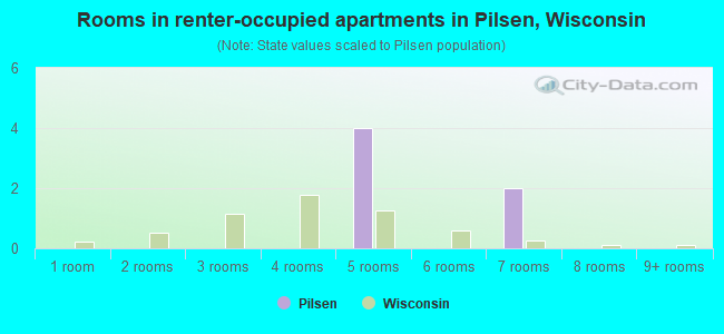Rooms in renter-occupied apartments in Pilsen, Wisconsin