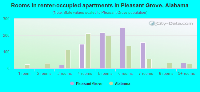 Rooms in renter-occupied apartments in Pleasant Grove, Alabama