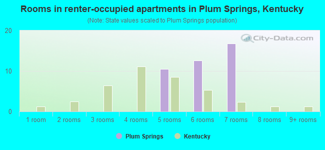 Rooms in renter-occupied apartments in Plum Springs, Kentucky