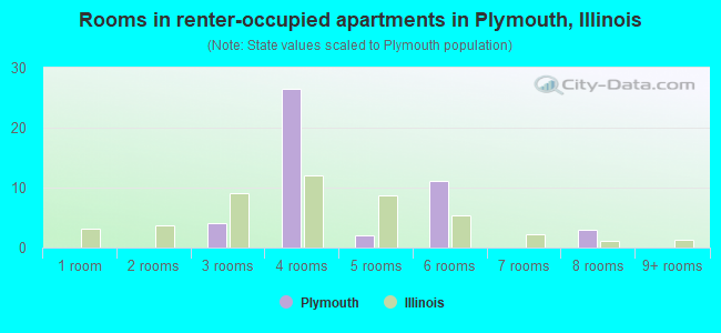 Rooms in renter-occupied apartments in Plymouth, Illinois