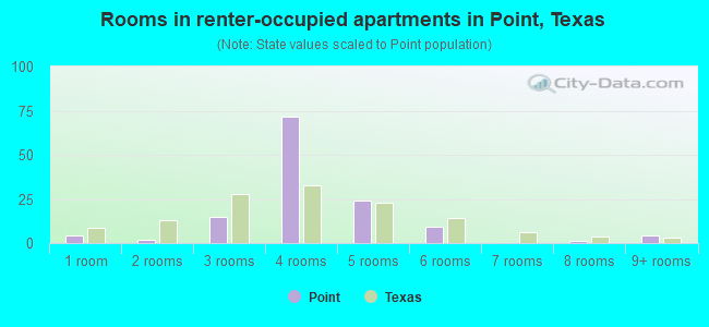 Rooms in renter-occupied apartments in Point, Texas