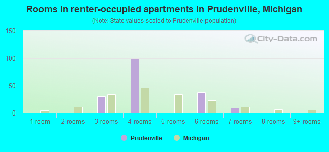 Rooms in renter-occupied apartments in Prudenville, Michigan