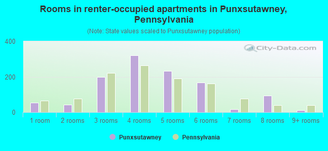 Rooms in renter-occupied apartments in Punxsutawney, Pennsylvania