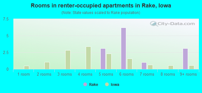 Rooms in renter-occupied apartments in Rake, Iowa