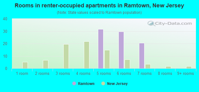 Rooms in renter-occupied apartments in Ramtown, New Jersey
