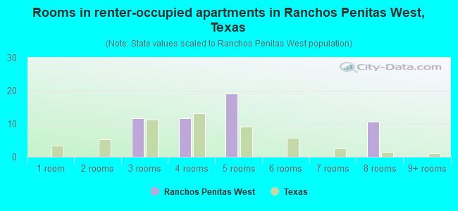 Rooms in renter-occupied apartments in Ranchos Penitas West, Texas