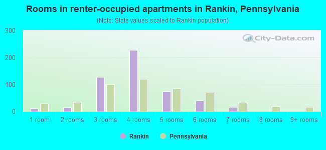 Rooms in renter-occupied apartments in Rankin, Pennsylvania