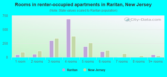 Rooms in renter-occupied apartments in Raritan, New Jersey