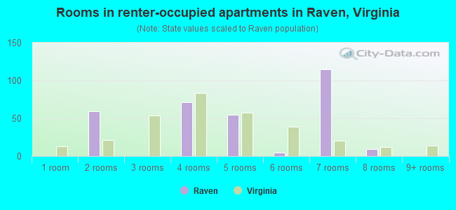 Rooms in renter-occupied apartments in Raven, Virginia