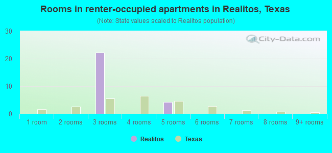 Rooms in renter-occupied apartments in Realitos, Texas