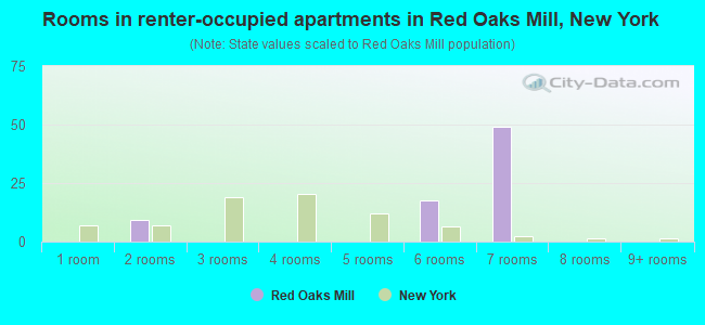 Rooms in renter-occupied apartments in Red Oaks Mill, New York