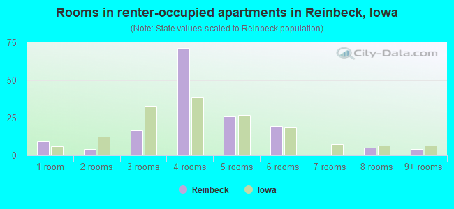 Rooms in renter-occupied apartments in Reinbeck, Iowa