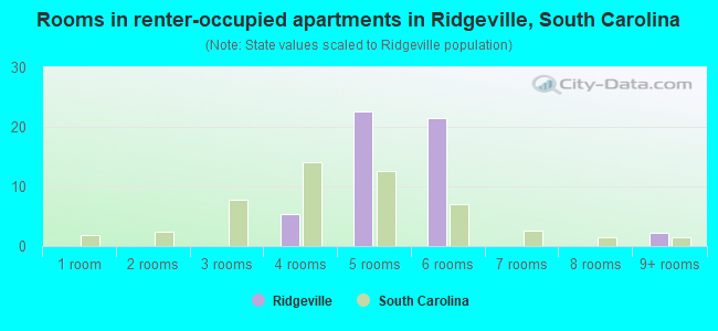 Rooms in renter-occupied apartments in Ridgeville, South Carolina