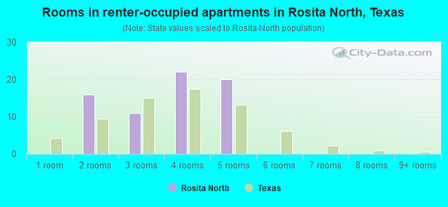 Rooms in renter-occupied apartments in Rosita North, Texas