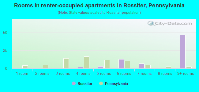 Rooms in renter-occupied apartments in Rossiter, Pennsylvania