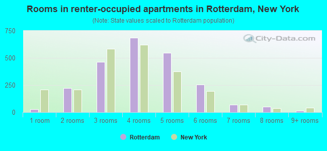 Rooms in renter-occupied apartments in Rotterdam, New York