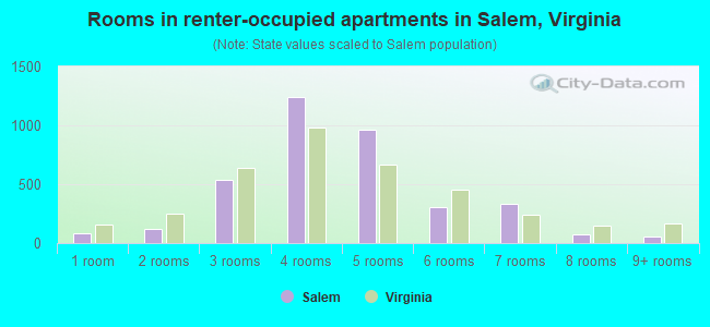 Rooms in renter-occupied apartments in Salem, Virginia