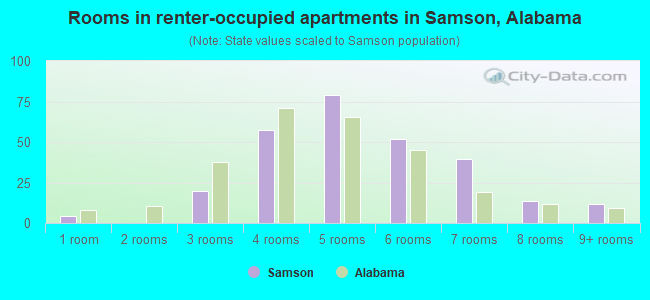Rooms in renter-occupied apartments in Samson, Alabama