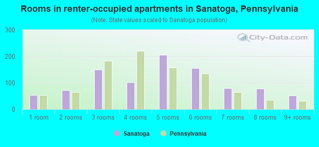 Rooms in renter-occupied apartments in Sanatoga, Pennsylvania