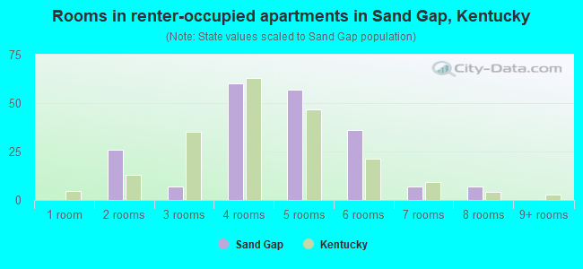 Rooms in renter-occupied apartments in Sand Gap, Kentucky