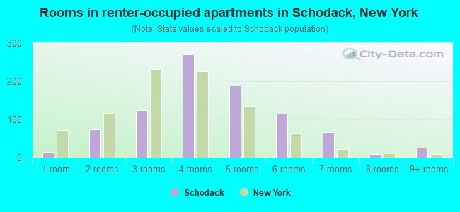 Rooms in renter-occupied apartments in Schodack, New York