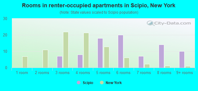 Rooms in renter-occupied apartments in Scipio, New York