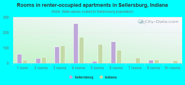 Rooms in renter-occupied apartments in Sellersburg, Indiana