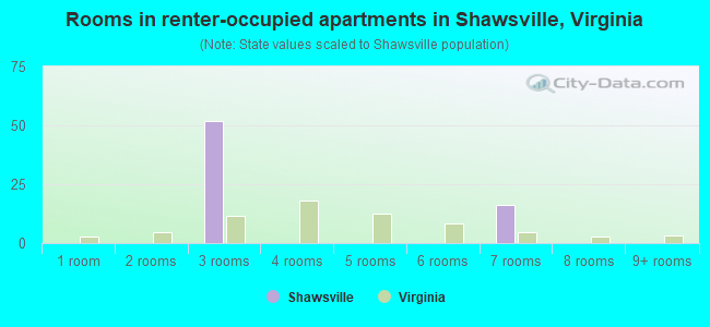 Rooms in renter-occupied apartments in Shawsville, Virginia