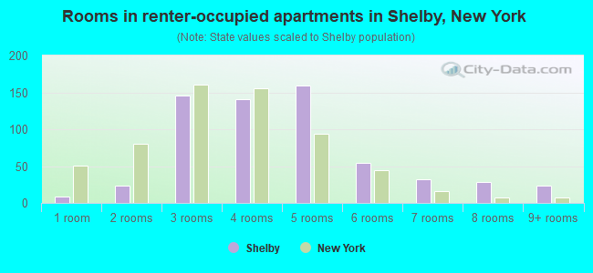 Rooms in renter-occupied apartments in Shelby, New York
