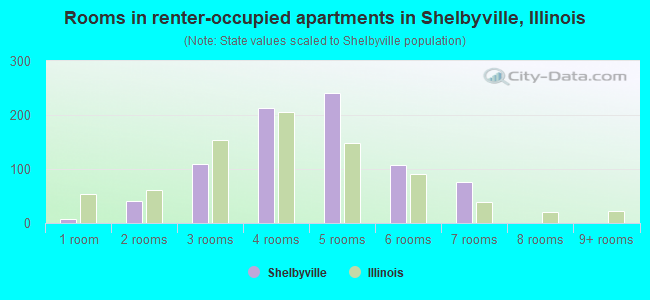 Rooms in renter-occupied apartments in Shelbyville, Illinois