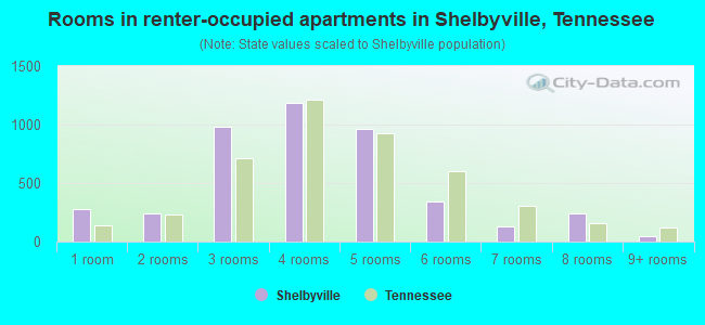 Rooms in renter-occupied apartments in Shelbyville, Tennessee