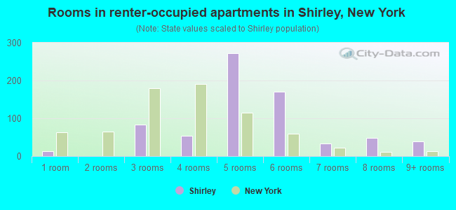 Rooms in renter-occupied apartments in Shirley, New York