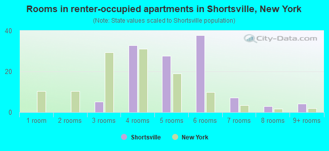 Rooms in renter-occupied apartments in Shortsville, New York