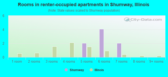 Rooms in renter-occupied apartments in Shumway, Illinois