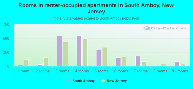 Rooms in renter-occupied apartments in South Amboy, New Jersey