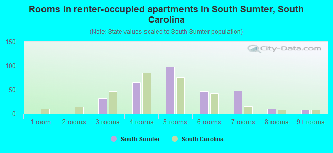 Rooms in renter-occupied apartments in South Sumter, South Carolina