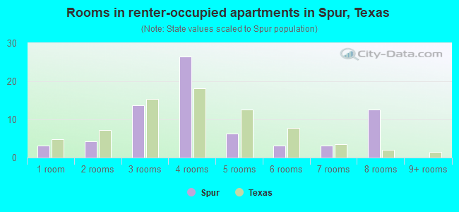 Rooms in renter-occupied apartments in Spur, Texas