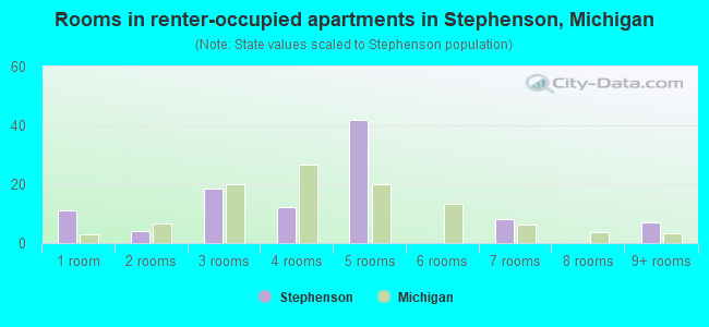 Rooms in renter-occupied apartments in Stephenson, Michigan